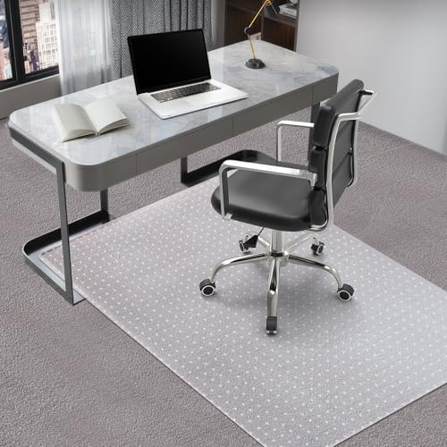Vicwe Office Chair Mat for Carpeted Floors, 48"X36" Chair Mats with Studs | Carpet Protector Floor Mats for Low and No Pile Carpet, Easy Glide Computer Desk Chair Mat for Home & Offices, Clear - color: Transparent, size: 48" x 36" (for low-pile carpet)