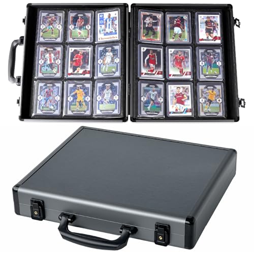 Azamou Toploader Binder for Trading Cards, Hard Cases, Holds 216 Toploaders, 9 Pocket Sleeves for 3" x 4" Cards (Gray 216-Toploaders) - color: Gray 216-Toploaders