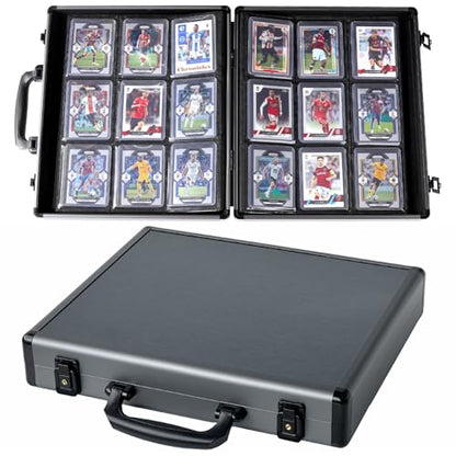Azamou Toploader Binder for Trading Cards, Hard Cases, Holds 216 Toploaders, 9 Pocket Sleeves for 3" x 4" Cards (Gray 216-Toploaders) - color: Gray 216-Toploaders