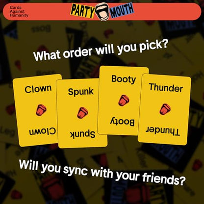Party Mouth by Cards Against Humanity • A Fun Nasty New Card Game | Draw two words, lock eyes, and try to shout them in the same order. Ages 17+. We can't show you most of the cards on Amazon.