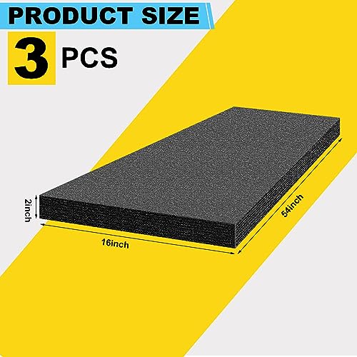 Yaomiao 3 Sheets Customizable Polyethylene Foam 54" x 16" x 2" Thick Black Packing Foam Inserts for Cases Thick Polyethylene Foam Sheet for Packaging and Crafts