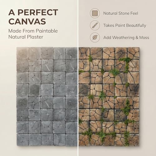 Dollhouse Miniature Paving Stones, Model Tiles | Set of 50 pcs for Fairy Gardens and Tabletop Terrain, REDUCIO! - color: Gray Rock Pavement
