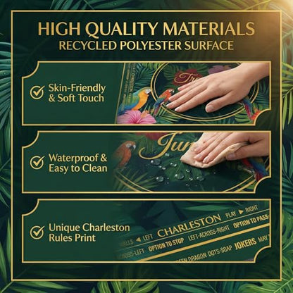 Mahjong Mat for Table - 32.3 Inch Waterproof & Non-Slip PU Velvet Surface, Lightweight No Crease No Odor Design for Noise Reduction,Includes Printed Rules (Jungle) - color: Jupical