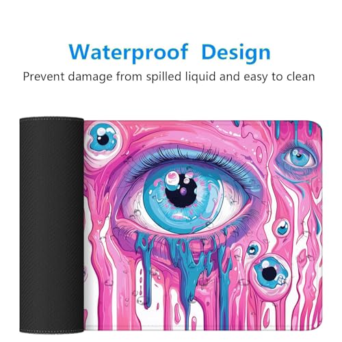 Eyes Gaming Mouse Pad Surreal Psychedelic Cute Alien Eyeball Pink Mousepad XL Large Gaming Mouse Pad Laptop Keyboard Mat Desk Pad Office Computer Keyboard Laptop Home 31.5"x11.8" - color: Eyes, size: 31.5" x 11.8"