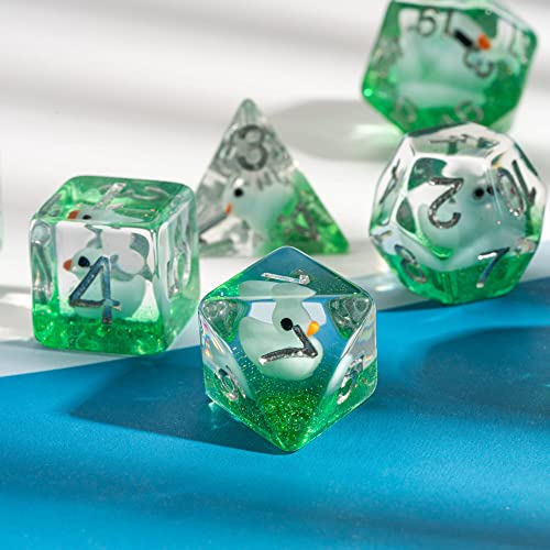 Cusdie 7-Die DND Dice, Polyhedral Dice Set Filled with Animal, for Role Playing Game D&D Dice (Blue Duck) - color: Blue Duck