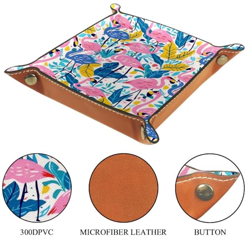 Flamingos and Leaves Dice Tray Dice Rolling Tray Folding Dice Holder for Dice Games, Like RPG, DND and Other Table Games - color: Multi 2