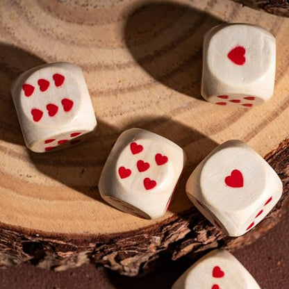10PCS 16mm D6 Dice Set Heart Wooden 6 Sided Dice for D&D Board Games | Leather Storage Bag, DM Gift, for Dungeons and Dragons Role Playing Games - color: D6-heart