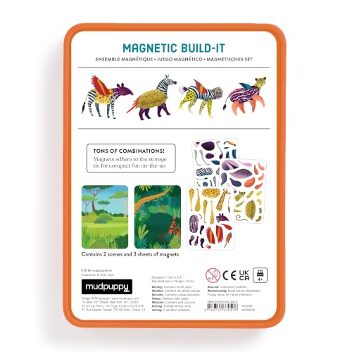 Wild Mix-Up Magnetic Build-It from Mudpuppy - Includes 2 Illustrated Background Scenes & 70+ Mix and Match Magnets, Perfect for Travel Activities on The Go!, Ages 4+