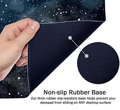 SSOIU Extended Gaming Mouse Pad (35.5x15.7 in) Dark Starry Deep Space Desk Mat, Cute Galaxy Desk Pad - color: Dark Starry Deep Space