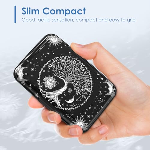 Small Credit Card Holder, RFID Blocking Slim Wallet Business Metal Aluminum Hard Case for Women Men, Cool Star Moon Tree - color: Cool Star Moon Tree