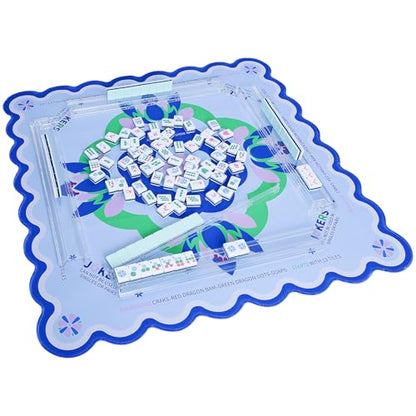 Jongyance Learning Mahjong Mat (31.5”x31.5”) with Black Carrying Bag, Anti-Slip, Noise-Reducing, Mahjong Table Mat for Mah-jongg,Poker, Board Games, Dominoes, and Card - color: Light Blue