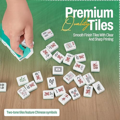 American Mahjong Set | Complete Mahjong Game Set with 166 Mahjong Tiles, Carrying Case & 2 Dice | Traditional Mahjong Tile Set | Mah Jongg Sets for 2-4 Players