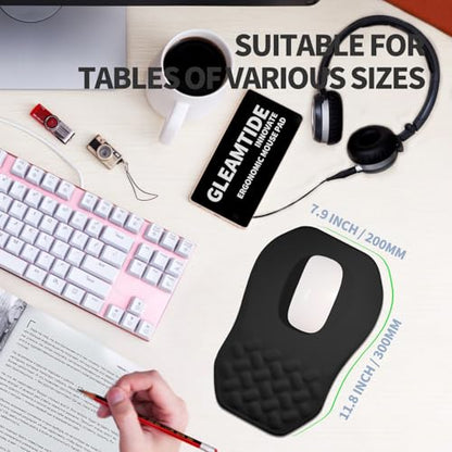 Ergonomic Raised Mouse Pad Wrist Support with Bilateral Slope Memory Foam Mousepad for Wrist Rest and Carpal Tunnel Pain Relief 11.8x7.9〃 Black - color: Black