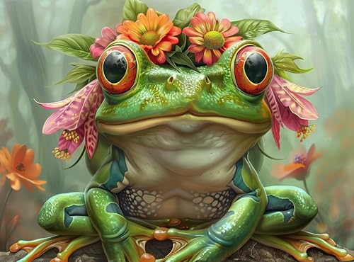 1000 Piece Jigsaw Puzzle for Adults - Cute Spirit Animal Frog Prince - Challenging and Hard Puzzle Perfect for Game Nights - 20x27 inches(Petal Prince) - color: Petal Prince