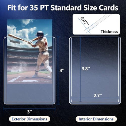 32ct Card Sleeves Hard Plastic, EDUDIIU 3" x 4" Top Loads for Cards, 35PT Hard Card Protectors, Rigid Toploads Hard Plastic for Yugioh, Baseball, Sports Cards - size: 32 Toploads