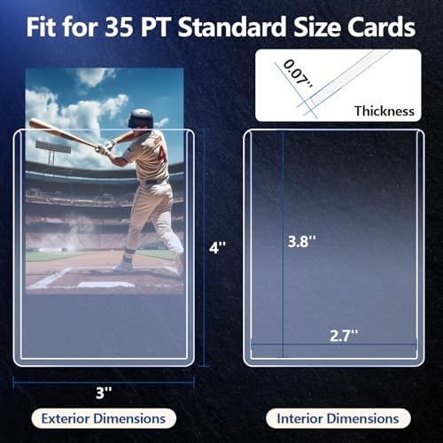 100 Penny Sleeves and 100 Top Loads, EDUDIIU 35PT Card Sleeves Hard Plastic, 3" x 4" Hard Card Protectors, Rigid Toploads for Yugioh, Baseball, Sports Cards - size: 100 Toploads + 100 Soft sleeves