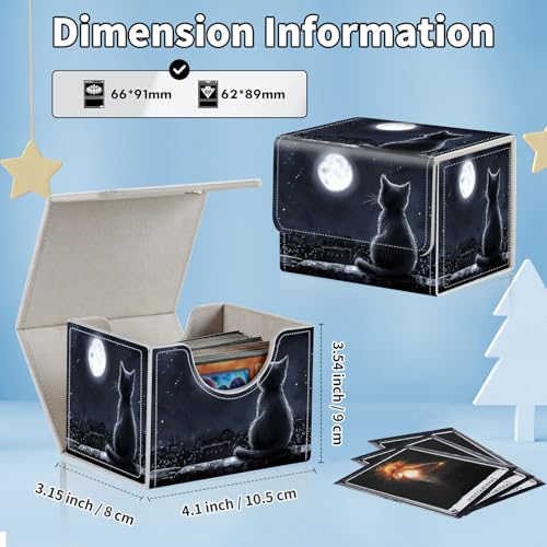 for MTG Commander Deck Box,Card Deck Box for Trading Yugioh MTG,Fits 100 Double Sleeved Cards,PU Leather Strong Magnet Case for Magic Commander TCG CCG,Cute Little Cat - color: Cute Little Cat