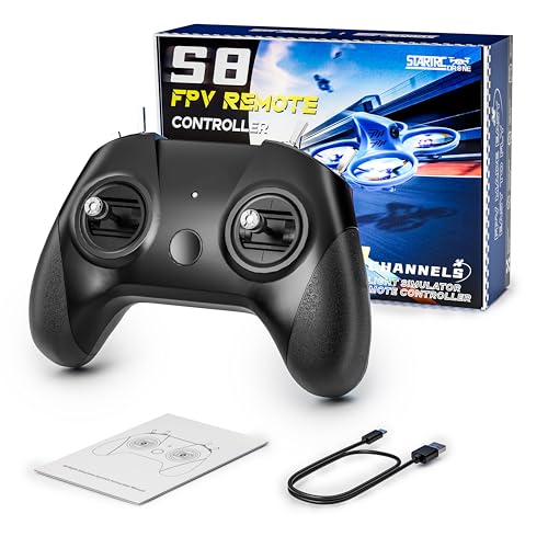 STARDRONE S8 FPV Flight Simulator Controller -Anti-Slip PU Handle, 8 Channel Metal Joystick, Ergonomic Design for DRL/Uncrashed/Liftoff/DCL Beginner Pilots (Mode 2, Black) - color: Black