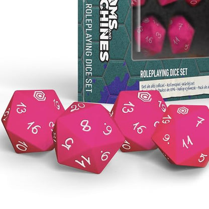 Modiphius Entertainment: Dreams and Machines: Dice Set - Hot Pink - 5 d20 RPG Dice Set, Roleplaying Accessory - style: Dice Set