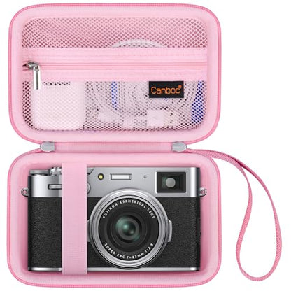 Canboc Carrying Case for Fujifilm X100VI/ X100V/ X100F/ X100S/ X-E5 Digital Camera, Zipper Mesh Pocket fit USB Cable, Pink (Case Only) - color: Pink