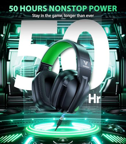 Wireless Gaming Headset for PS5, PS4 & PC, 20ms Ultra-Low Latency, 2.4GHz USB & BT 5.4, Noise Canceling Mic, 50H Battery, Compatible with Switch, Mac & Mobile, Ideal for Fortnite & Call of Duty - color: Obsidian Green