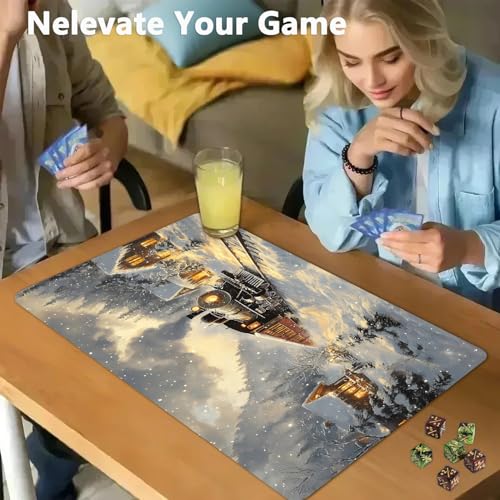 for MTG Game Playmat - 24 x 14 inches with Dices and Storage Bags, Non-Slip Base for TCG and Board Game Card Mats, Trading Card Games Mat, Train in The Snow Pattern Collectible Card Playmats - color: Jv-playmat-p7-1-h228