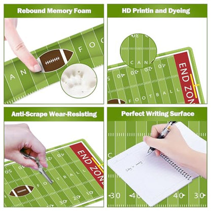 ARTSO Green Desk Mat Set, Extended Gaming Mouse Pad with Wrist Rest Support +Keyboard Wrist Rest +Coaster, Large Cute Mousepad, American Football Field - color: American Football Field