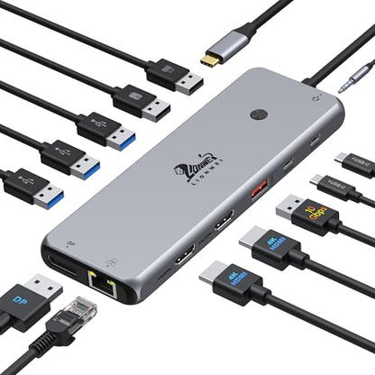 13 in 1 USB C Docking Station - Dual Monitor, Triple Display, 8 USB C/A Ports, Ethernet, Audio - LIONWEI USB C Hub for MacBook,Dell,HP,Lenovo,Surface - color: 13-in-1 Docking Station (USB C)
