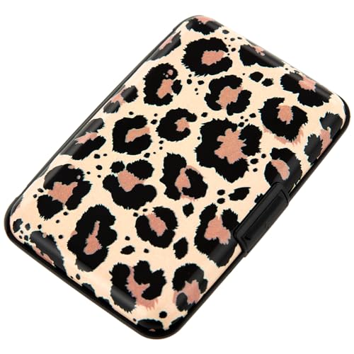 Credit Card Holder, Metal Card Wallet RFID Blocking Mini Slim Aluminum Business Hard Card Case for Women Men (Leopard Skin Print) - color: Leopard Skin Print