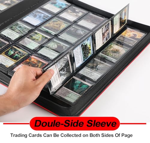 Premium 2000 Pocket Card Binder - 20 Pocket Trading Card Binder with Sleeves Fits 2000 Cards, Ringless Card Album for TCG - Model A，Classic Red - color: 20P - Classic Red