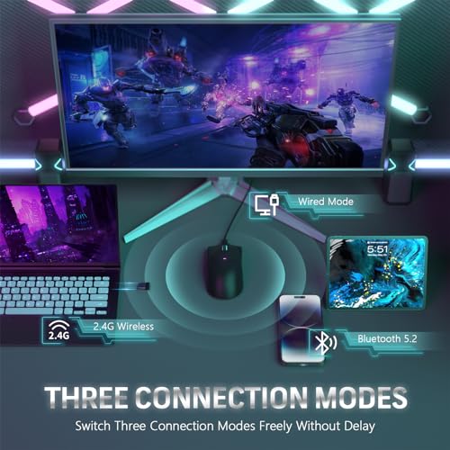 MAGIC-REFINER Attack Shark X11 59g Lightweight Wireless Gaming Mouse,RGB Magnetic Charging Dock,PixArt PAW3311,Tri-Mode-BT/2.4G Wireless/Wired Mouse,22000 DPI,5 Programmable Buttons for Pc/Mac(Black) - color: black