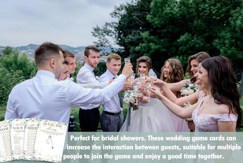 Wildflower Bridal Shower Games Set, 4 Games Includes Find The Dress, What's On Your Phone, What Did The Groom Say, Who Knows The Bride Best, 50 Double-Sided Cards, Wedding Party Supplies -01 - style: 4 Games Set-01