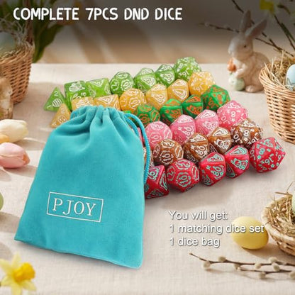 PJOY Mystery DND Dice Set Easter Bunny Pattern Polyhedral D&D Dice for Dungeons and Dragons Role Playing Games TTRPG DND Gifts - color: Random Bunny