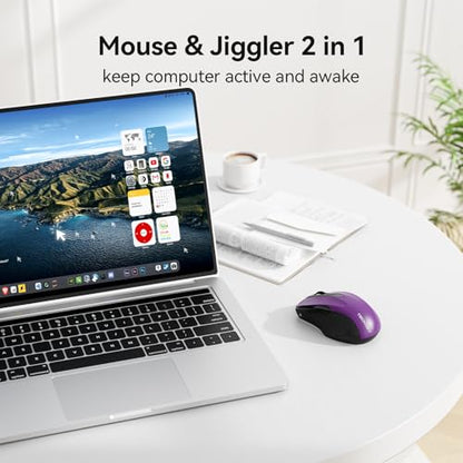 TECKNET Rechargeable Jiggler Wireless Mouse, Dual-Mode Connectivity, Purple | Silent USB A & Bluetooth Mouse, 6 Adjustable DPI, 6 Buttons, Ergonomic Design, Long Battery Life, Multi-Device Compatibility - color: Purple