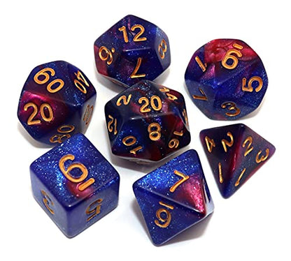 Blue Mix Red DND Glitter Dice Set for Dungeon and Dragons Warhammer D&D RPG Role Playing Games Board Game Polyhedral Dice - color: Red Mixed Blue+glitter