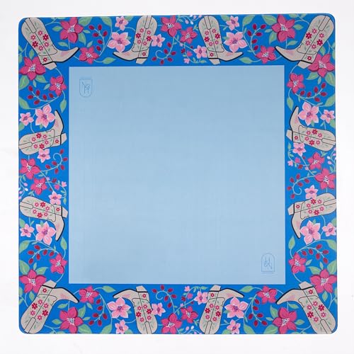 Hutch & Nook Mahjong Mat | 33" Non-Slip Card Table Cover | Decorative Game Mat for Mahjong Set, Dominoes, Poker & More (Blue Cowboy Boot) - color: Blue Cowboy Boot
