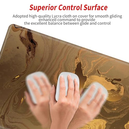Large Mouse Pad Gold Marble Mousepad Gaming Desk Mat XXL 31.5''X15.75'' Desk Pad Big Computer Mat Long Mouse Mat of Office Work - color: Gold Marble, size: 31.5''x15.75''
