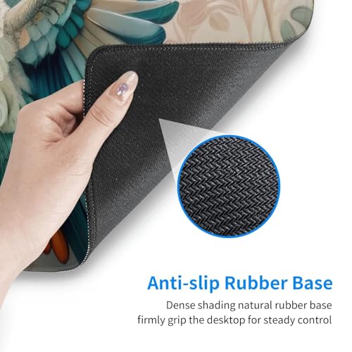 Gaming Mouse Pad, Large Non-Slip Rubber Base Mousepad, Keyboard Mouse Mat, Desk Pad with Stitched Edges, 31.5x11.8inch, Art Bird Flower - color: Art Bird Flower