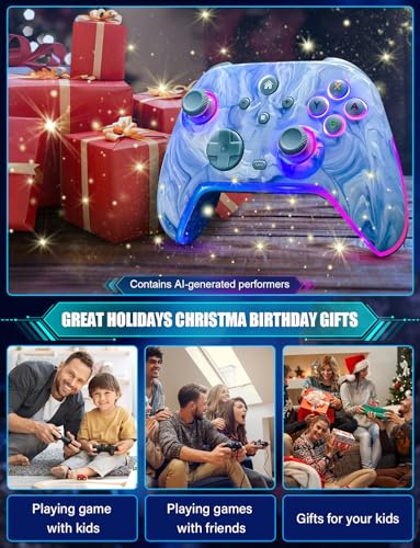 ZRZLMVP Wireless Switch Controller for Nintendo Switch/OLED/Lite/Switch 2 | 1200mAh Pro Switch Controllers with 10 Color LED Lights, Rechargeable Switch Control with Vibration,6-Axis Gyro,Turbo,Wake Up - color: Tie-dye Blue