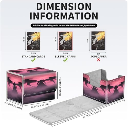 PU Leather Deck Box for MTG Commander Cards, Fits 100+ Double Sleeved Cards, Secure Magnetic Trading Card Storage Case for TCG CCG,Dark Winged Knight - color: Dark Winged Knight