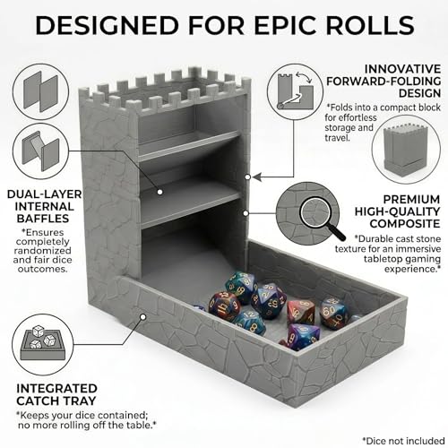 Foldable Dice Tower Compatible with Board Game, Collapsible Hexagonal Tabletop Dice Roller, Travel-Friendly Space-Saving Gaming Accessory for Settlers and Dice Games (Tower Only)