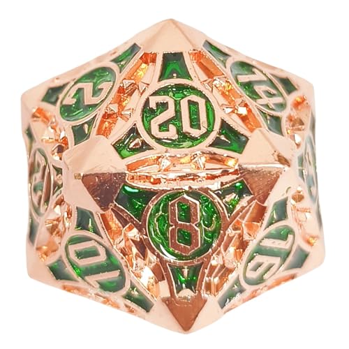 D20 23mm Metal Dice Polyhedral Dice for Dungeons and Dragons, RPG, Polyhedral Roleplaying Games MTG Table Games (Rose Gold + Green) - color: Rose Gold + Green