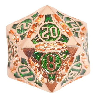 D20 23mm Metal Dice Polyhedral Dice for Dungeons and Dragons, RPG, Polyhedral Roleplaying Games MTG Table Games (Rose Gold + Green) - color: Rose Gold + Green
