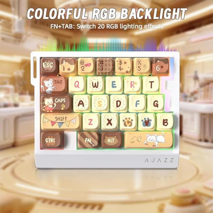 A.JAZZ AK029 Wired 29 Keys One-Handed RGB Gaming Keyboard with 8000HZ,0.01mm RT Magnetic Switches Adjustable Actuation,Hotswappable Mechanical Keyboard,Aluminum Plate,Web Driver for Gamers-Beige Cat - color: Yellow