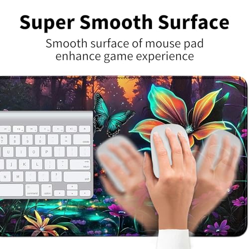 Flowers and Butterflies for MTG & TCG Playmat Mouse Pad,BFDHGQZC 24" x 14" Game Mat for MTG/RPG/CCG Trading Card Game Playmats Table Mat Perfect for Card Games Video Games Computer Office - color: Flowers and Butterflies