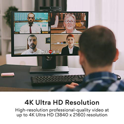 MEE Audio C11Z 4K Ultra HD Webcam with ANC Microphones, 4X Digital Zoom, Low Light Correction, Wide Angle Lens and Privacy Cover for Zoom Video Conferencing on Computer PC Mac Laptop Desktop - style: 4K Wide Angle