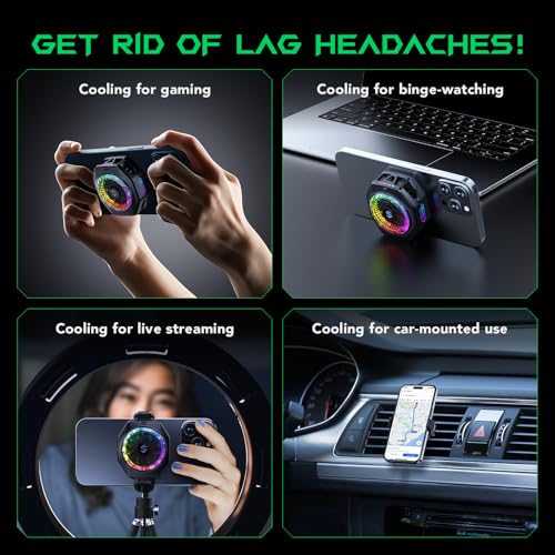 Black Shark Magnetic Phone Cooler 5 Pro - 18 Addressable RGB LEDs, Detachable Grip, APP-Controlled Thermostatic Cooling Fan for iPhone MagSafe/Android/iPad -Gaming/Streaming/Photography - color: 5 Pro Black