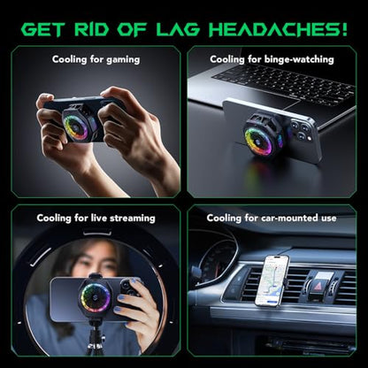 Black Shark Magnetic Phone Cooler 5 Pro - 18 Addressable RGB LEDs, Detachable Grip, APP-Controlled Thermostatic Cooling Fan for iPhone MagSafe/Android/iPad -Gaming/Streaming/Photography - color: 5 Pro Black