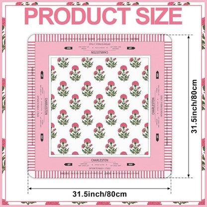 Tegeme Pink Chinoiserie Mahjong Mat 31.5x31.5 Inch American Mahjong Mat | Non Slip Noise Reduction Mah Jong Rug with Rules Portable Gaming Rug for Poker Tiles Dominoes - size: 31.5" X 31.5", style: Pink Rose