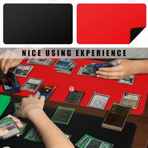 Ecally 4 Pcs Card Game Mats 24 x 14 Inch Playmat Table Smooth Playing Card Mat for TCG, Gameplay (Red,Black) - color: Red